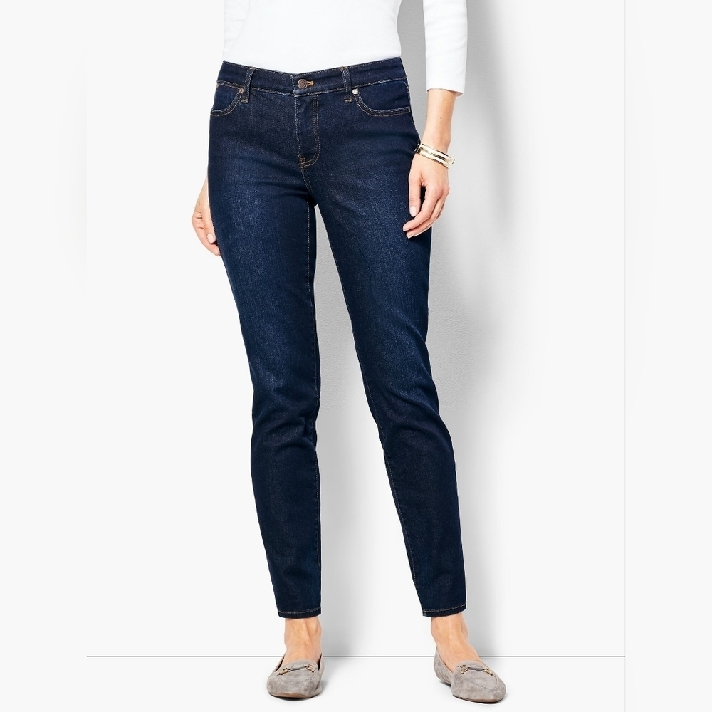 Talbots Simply Flattering Five Pocket Jeans Blue Ankle Dark Wash Denim 12P
